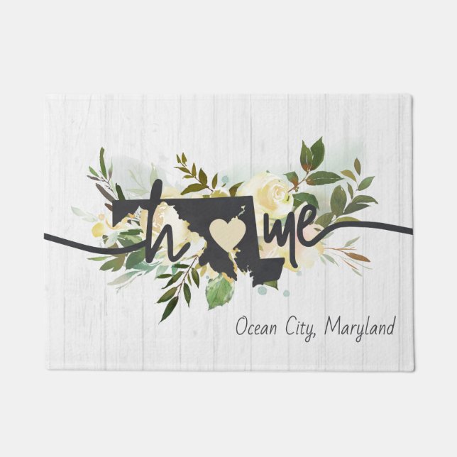 Maryland State Personalised Your Home City Rustic Doormat (Front)