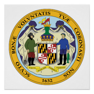 Maryland state seal america republic symbol flag poster