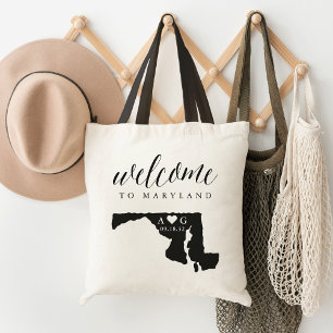 Maryland State Silhouette Wedding Welcome Tote