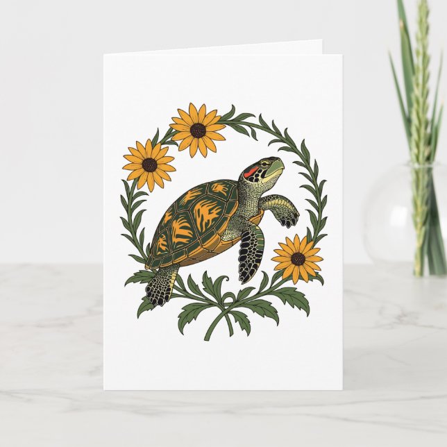 Maryland Terrapin And Black Eyed Susan Flowers Holiday Card (Front)