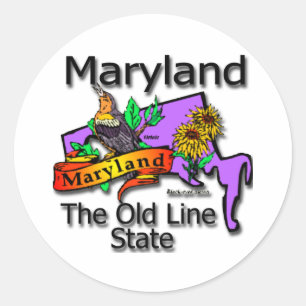Maryland The Old Line State Bird Classic Round Sticker
