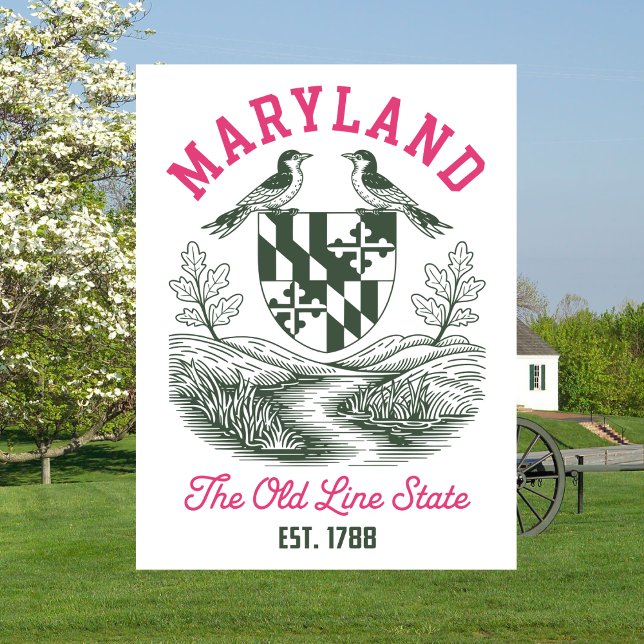 Maryland The Old Line State Est. 1788 Crest Postcard (Maryland )