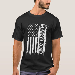 Maryland United States Distressed w US Flag T-Shirt