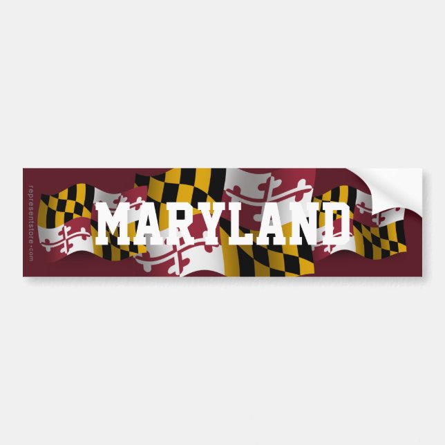 Maryland Waving Flag Bumper Sticker (Front)