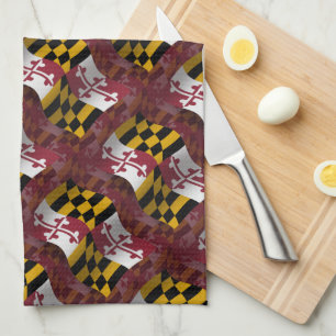 Maryland Waving Flag Tea Towel