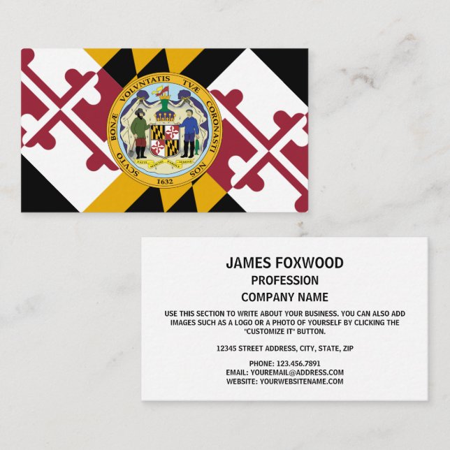 Marylander Flag & Seal Design, Flag of Maryland Business Card (Front/Back)