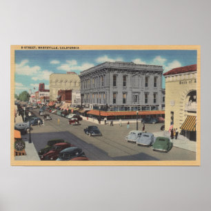 Marysville, California Town View of D Street Poster