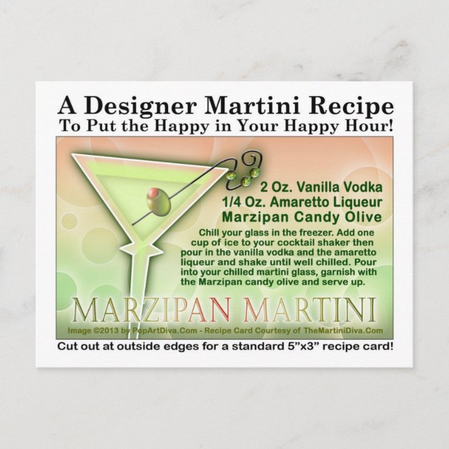 Marzipan Martini Recipe Postcard (Front)