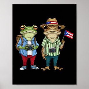 Más Fotos Puerto Rico Rican Flag Funny Sapo Concho Poster