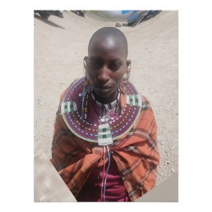 Masaai Warrior Woman in Tanzania Poster