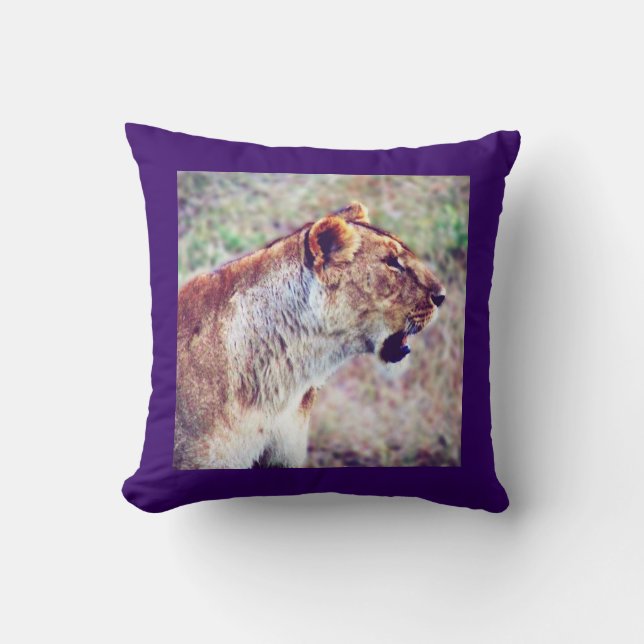 Masai Mara Lion Cushion (Front)