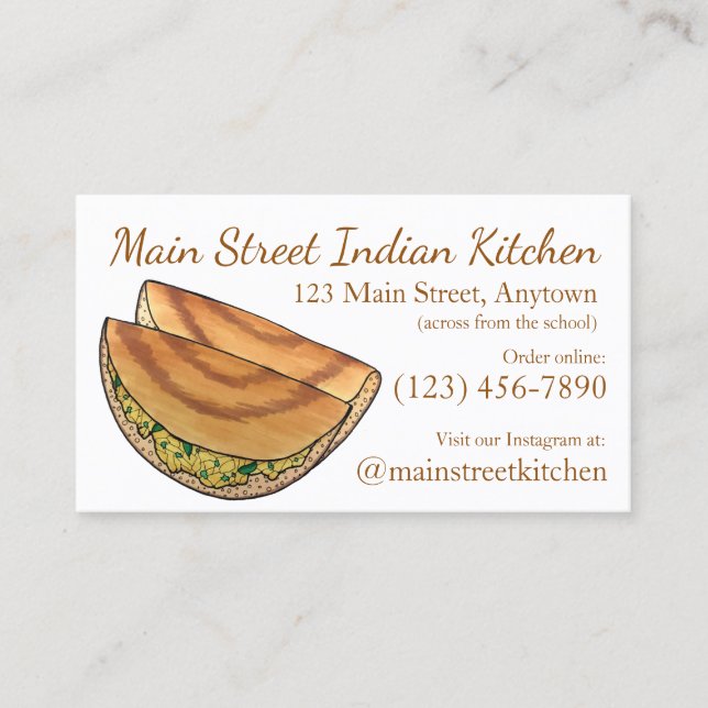 Masala Dosas Indian Food Cuisine Restaurant Chef Business Card (Front)