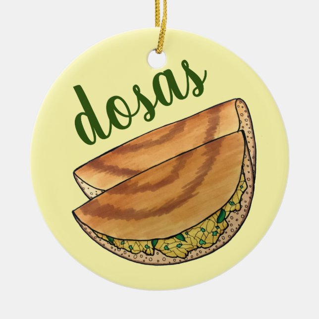Masala Dosas South Indian Food Cuisine Potato Dosa Ceramic Tree Decoration (Front)