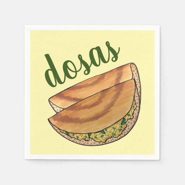 Masala Dosas South Indian Food Cuisine Potato Dosa Napkin (Front)