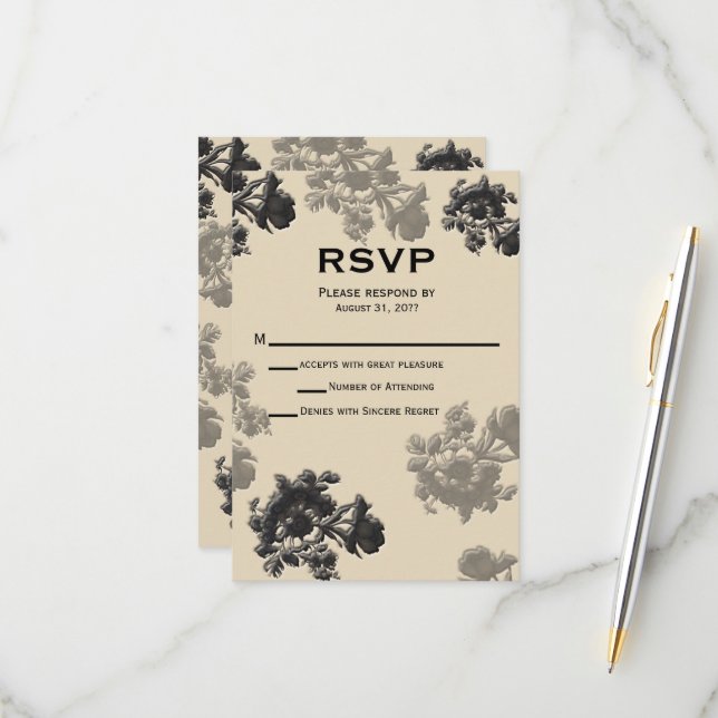 Masala Flora Wedding RSVP Card (Front/Back In Situ)
