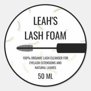 Mascara Wand Faux Gold Lashes Lash Product Classic Round Sticker