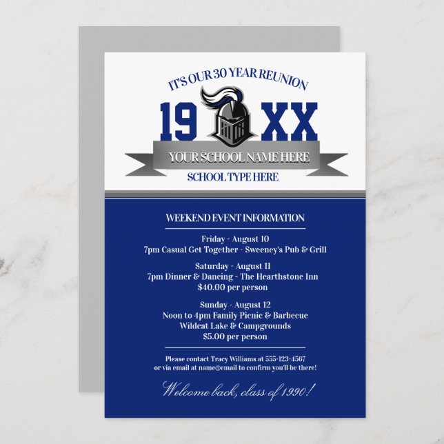 Mascot Banner Class Reunion Invitations (Front/Back)