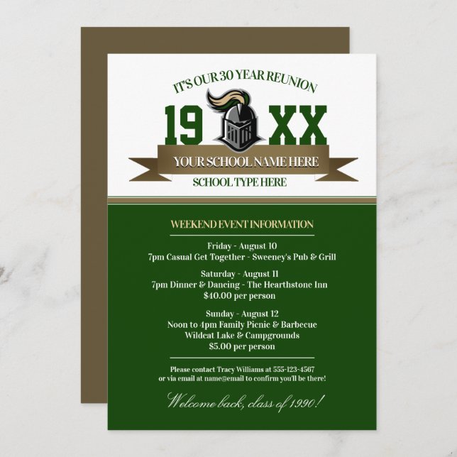Mascot Banner Class Reunion Invitations (Front/Back)