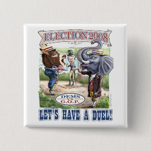 Mascot Political Duel Election 2008 15 Cm Square Badge