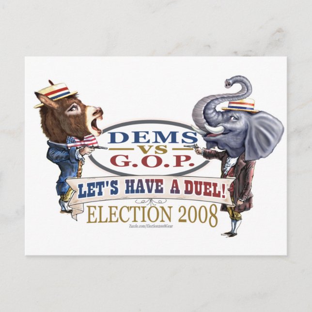 Mascot Political Duel Election 2008 Postcard (Front)