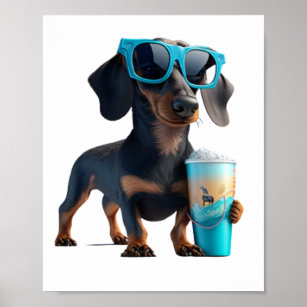  "Mascota Chihuahua con gafas saboreando un helado Poster