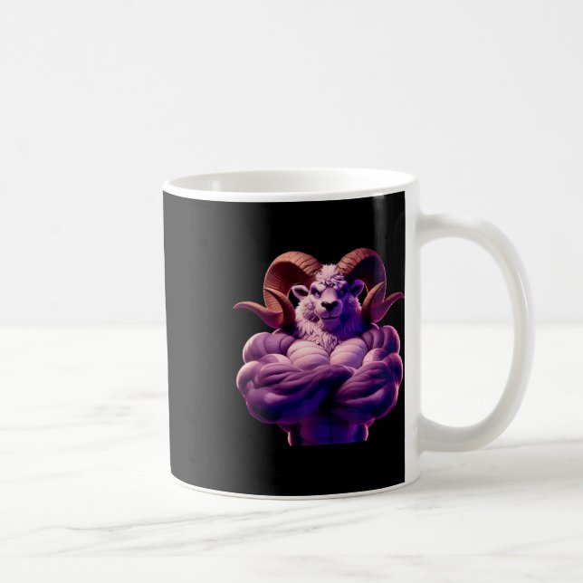 Mascular Ram Flexing Fan Lover Bodybuilding Cool G Coffee Mug (Right)
