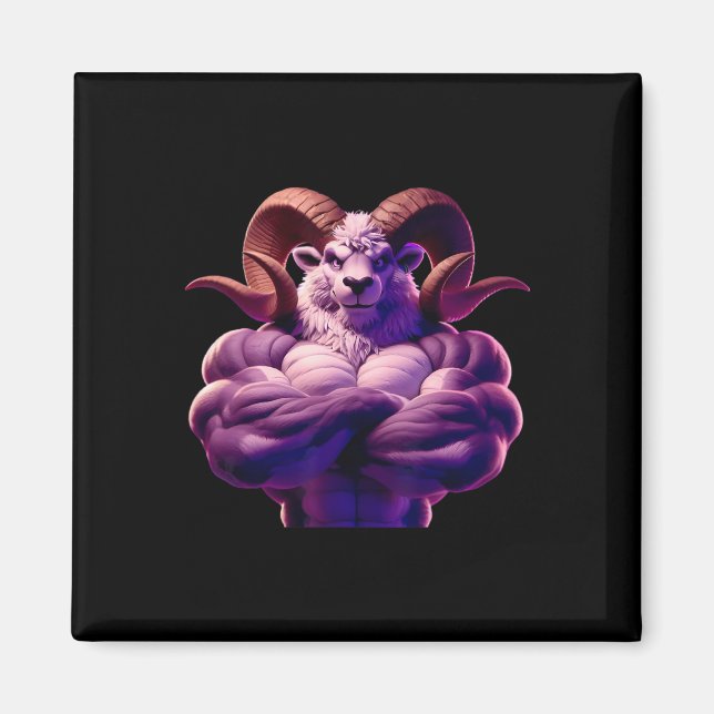 Mascular Ram Flexing Fan Lover Bodybuilding Cool G Magnet (Front)