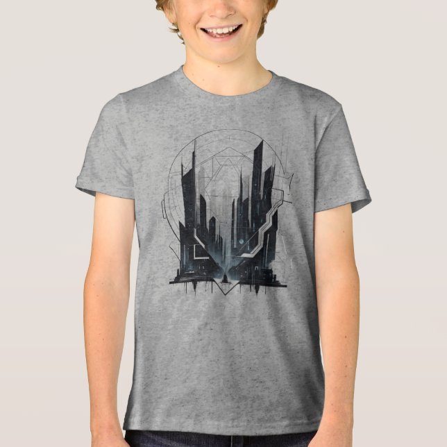 Masculina Juv Basic Abstrato Futursta-2 Tri-Blend Shirt (Front)