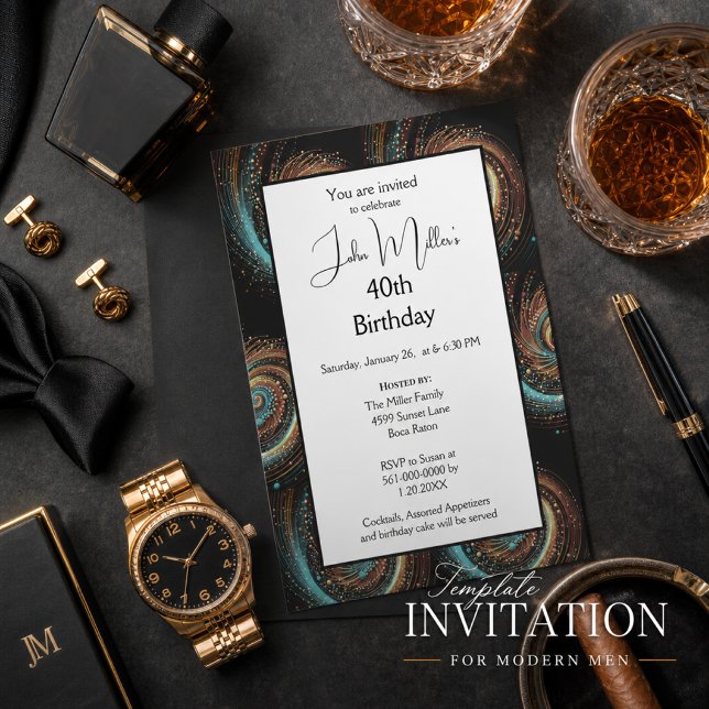 Masculine 40th Birthday Dinner Party  Invitation (Creator Uploaded)