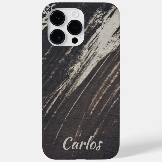 Masculine and Modern Black and Beige Paint Strokes Case-Mate iPhone Case (Back)