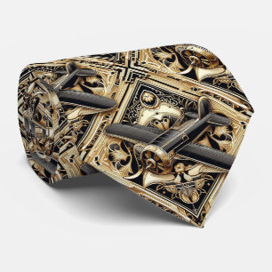 Masculine Black and Gold Aeroplane Jet Tie