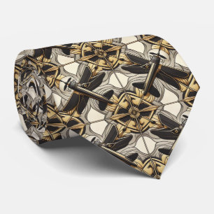 Masculine Black and Gold Airplane Jet Tie