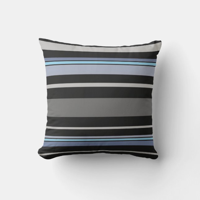 Masculine Black and Grey Striped Indoor or Cushion (Front)