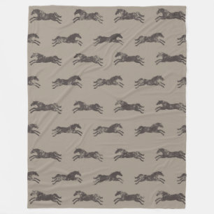 Masculine Black and Tan Classic Equestrian Horses Fleece Blanket