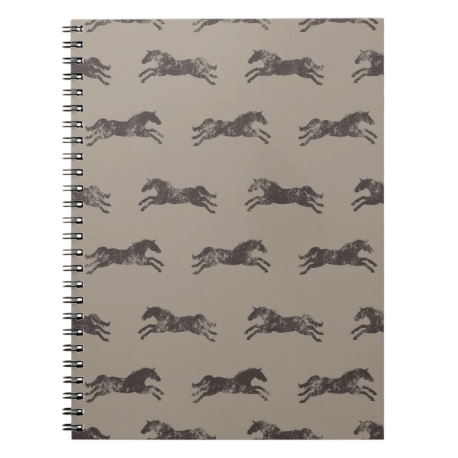 Masculine Black and Tan Classic Equestrian Horses Notebook (Front)