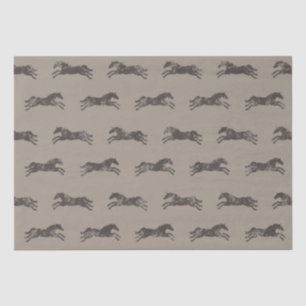 Masculine Black and Tan Classic Equestrian Horses Tissue Paper