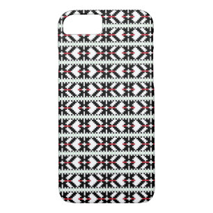 Masculine Black and white Latvian tribal folk art Case-Mate iPhone Case
