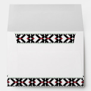 Masculine Black and white Latvian tribal folk art Envelopes
