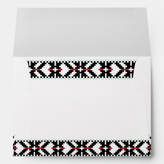 Masculine Black and white Latvian tribal folk art Envelopes (Back (Bottom))