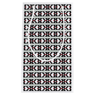 Masculine Black and white Latvian tribal folk art Small Gift Bag