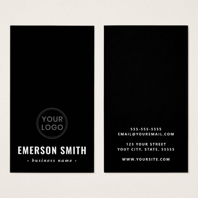Masculine black custom logo business cards (Front & Back)