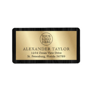 Masculine Black Gold Business Shipping Label