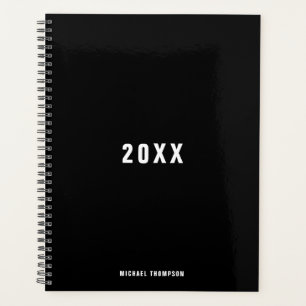Masculine Black Monochrome Minimalist Planner