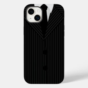 Masculine Black Pinstripe Suit and Tie Classy Slim Case-Mate iPhone 14 Plus Case