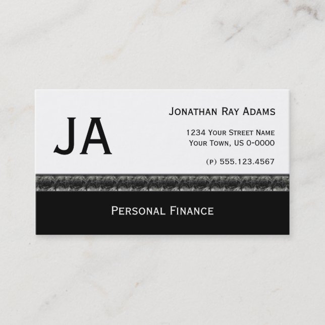 Masculine Black With Black Grey Granite Business Card (Front)