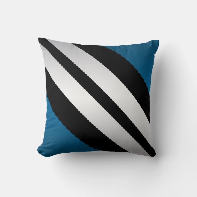 Masculine  Blue Black Grey Stripes Design Cushion (Front)