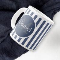 Masculine Blue Striped Personalized Monogrammed