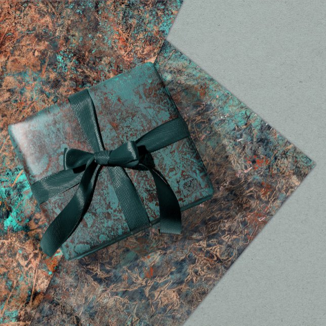 Masculine Boho Turquoise Patina Wrapping Paper She (Creator Uploaded)