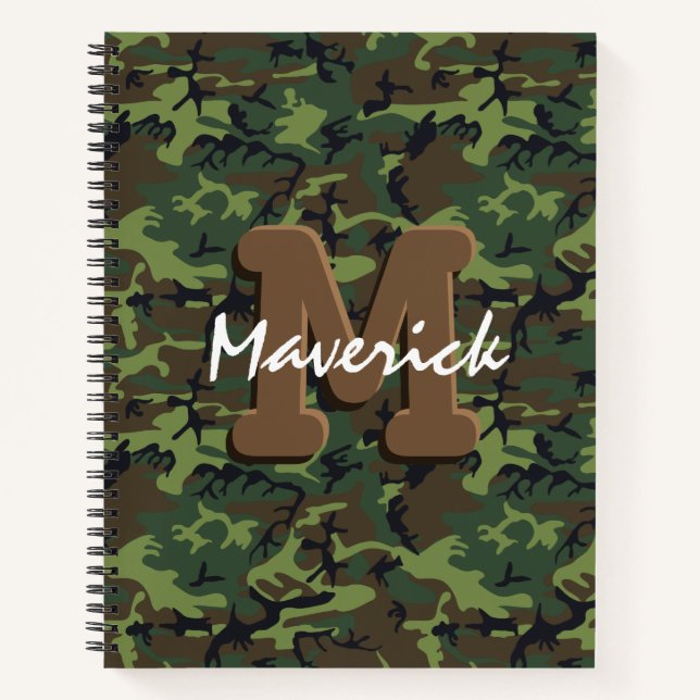 Masculine Boy Army Camouflage Notebook (Front)