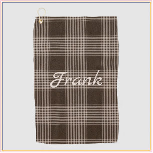 Masculine Brown and Beige Plaid Golf Towel